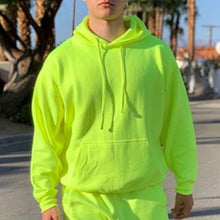Load image into Gallery viewer, Neon Green Style Men&#39;s Fashion Tracksuit Solid 2 Pieces Long Sleeve Hoody+Loose Swearpants Casual Sportsuit Men 2019 Newest OMSJ