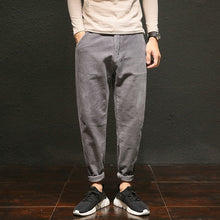 Load image into Gallery viewer, 2019 Spring And Autumn New Basic Japanese Retro Loose Casual Corduroy Pants Plus Fertilizer To Increase Gray Black / Brown